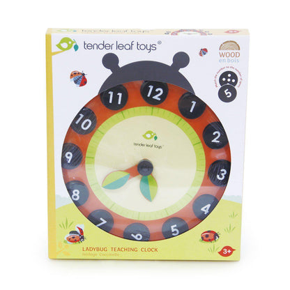 Oktató katicabogár óra, prémium minőségű fából - Ladybug Teaching Clock - Tender Leaf Toys-Tender Leaf Toys-1-Játszma.ro - A maradandó élmények boltja