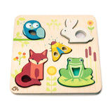 Oktató tapinthatós erdei állatok puzzle, prémium minőségű fából - Touchy Feely Animals - Tender Leaf Toys
