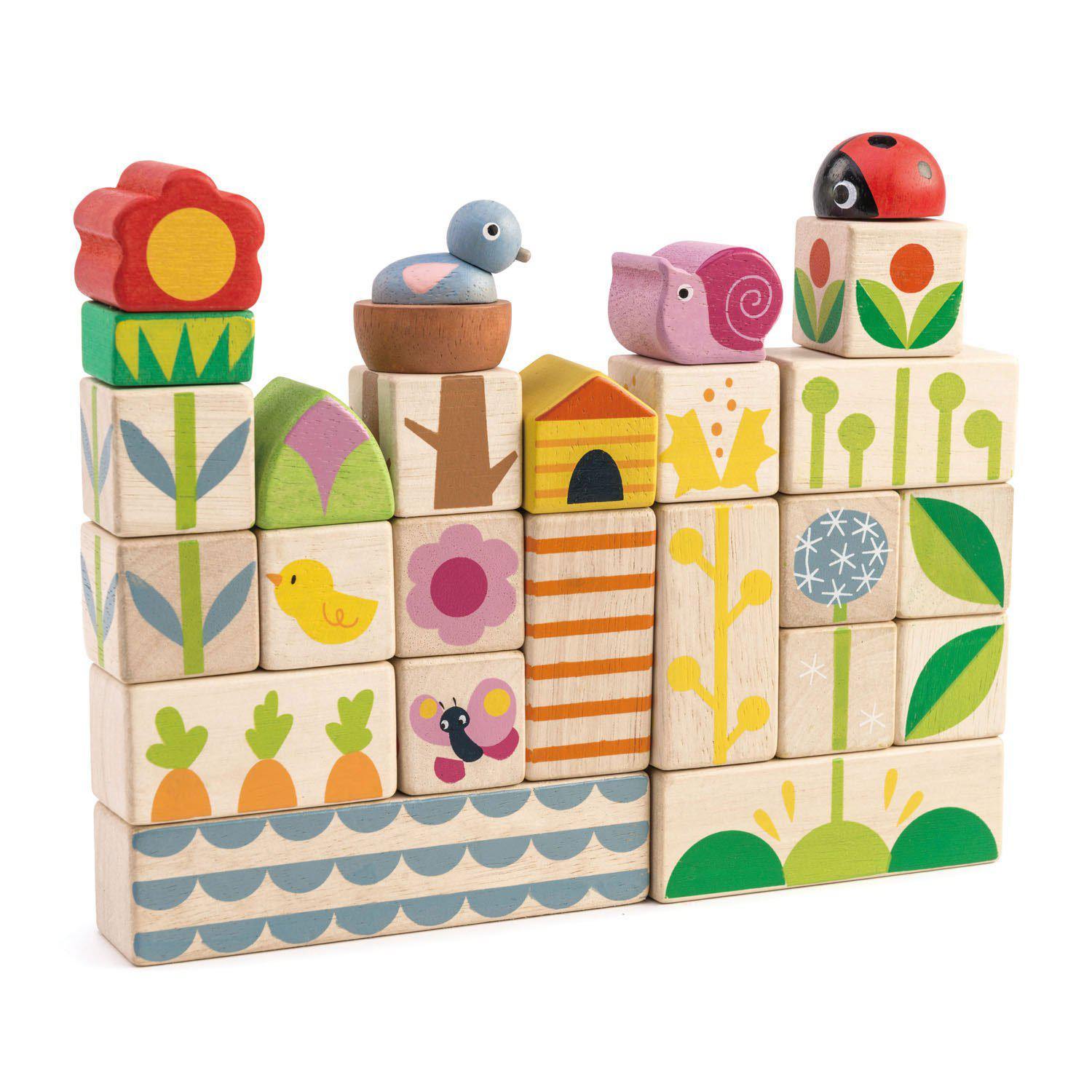 Felpakolható kerti illusztrációs kockák, prémium minőségű fából - Garden Blocks - 24 darab - Tender Leaf Toys-Tender Leaf Toys-4-Játszma.ro - A maradandó élmények boltja