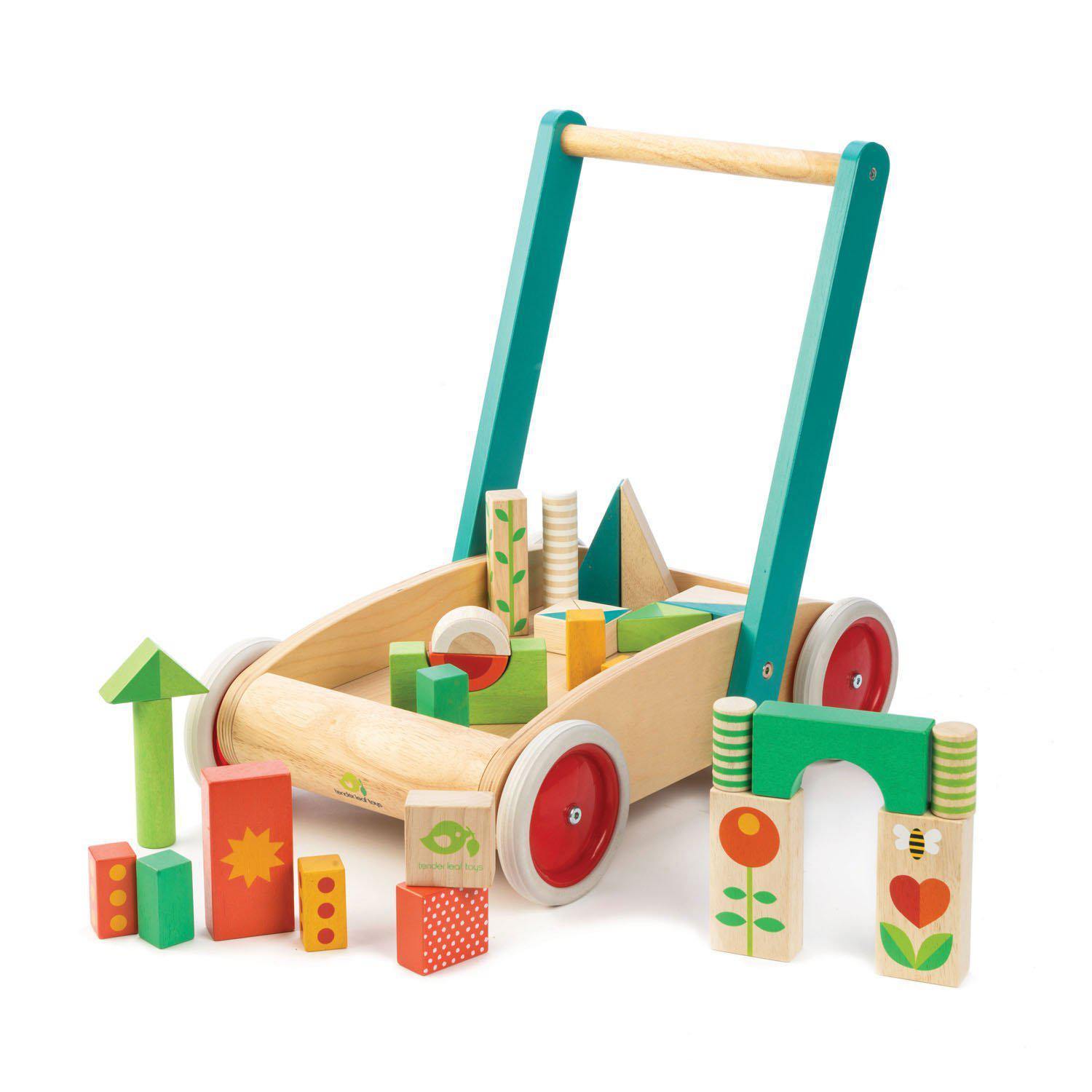Járóka kockákkal, prémium minőségű fából - Baby Block Walker - 29 darab - Tender Leaf Toys-Tender Leaf Toys-2-Játszma.ro - A maradandó élmények boltja