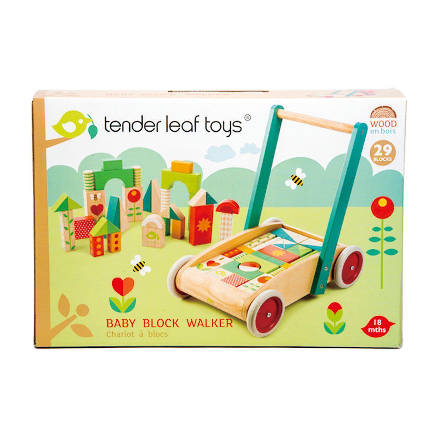 Járóka kockákkal, prémium minőségű fából - Baby Block Walker - 29 darab - Tender Leaf Toys-Tender Leaf Toys-1-Játszma.ro - A maradandó élmények boltja