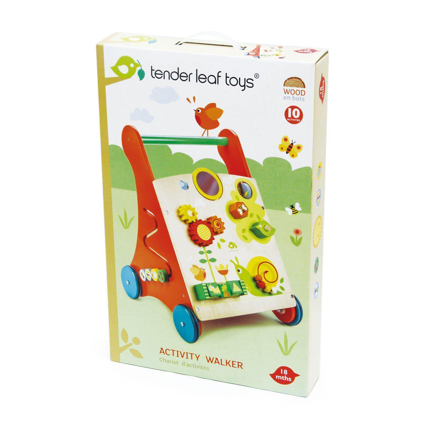 Járóka kerti tevékenységekkel, prémium minőségű fából - Baby Block Walker - 10 tevékenységek - Tender Leaf Toys-Tender Leaf Toys-1-Játszma.ro - A maradandó élmények boltja