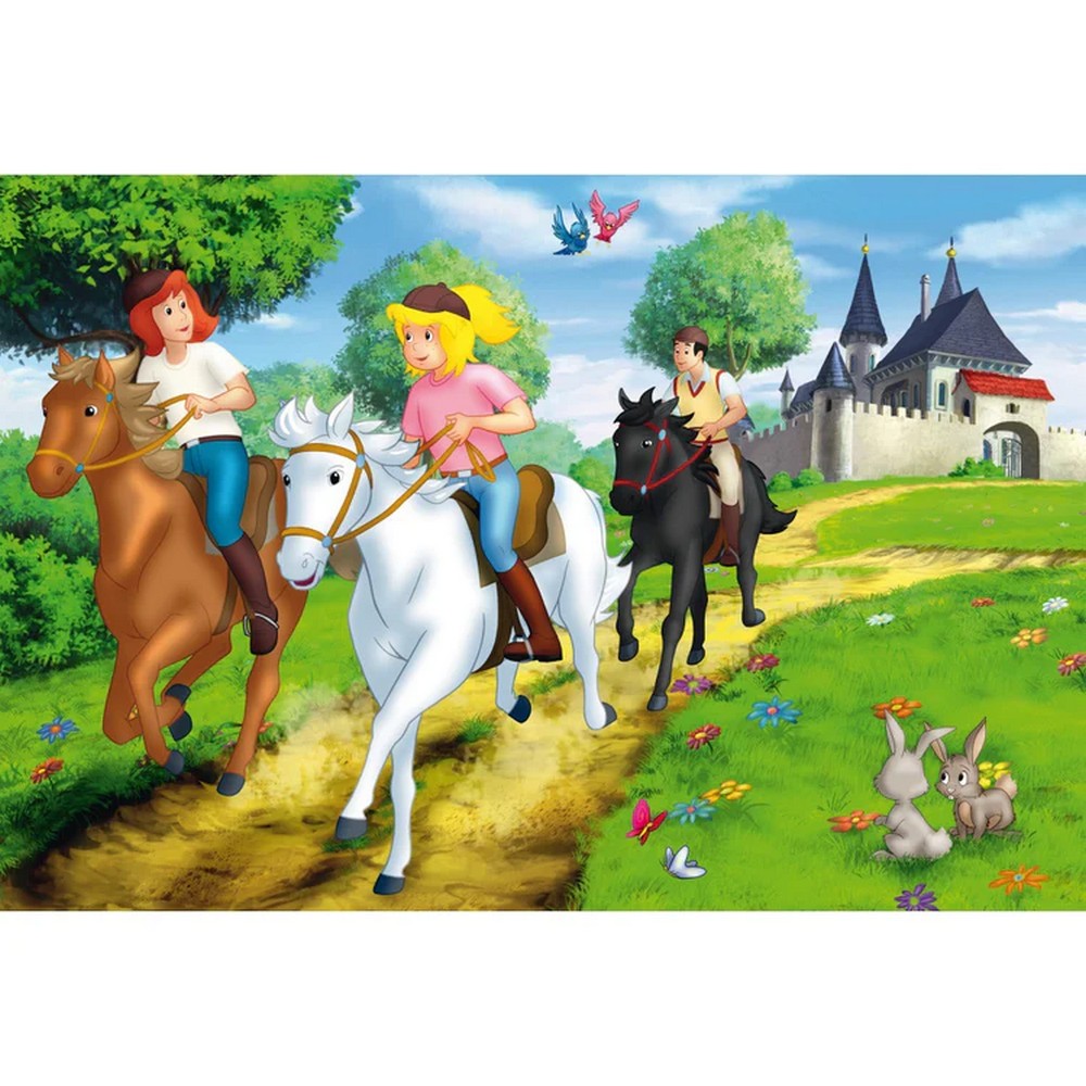 Schmidt puzzle: Bibi & Tina 2 x 100 darabos és 2 x 150 darabos készlet + Bónusz: fém láda