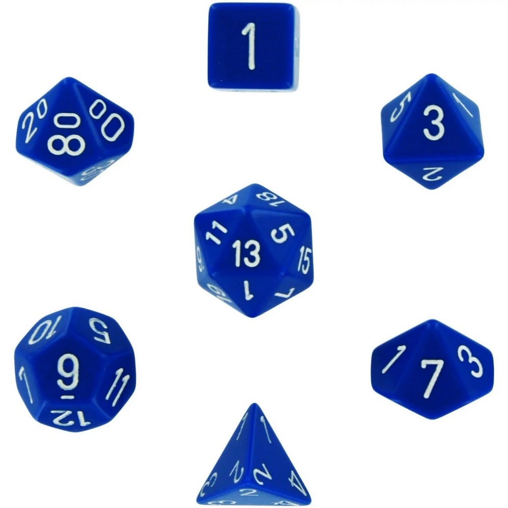 Chessex Opaque Polyhedral 7- Die Sets - Blue with white 25406
