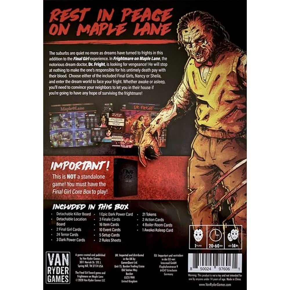 Final Girl: Frightmare on Maple Lane angol nyelvű társasjáték