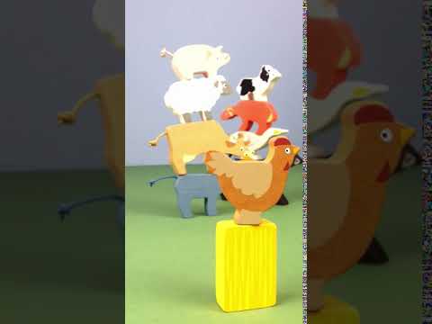 Háziállatok, prémium minőségű fából - Stacking Farmyard - 13 darab - Tender Leaf Toys