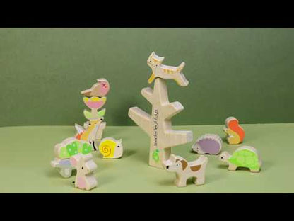 Fán lakó állatok, prémium minőségű fából - Stacking Garden Friends - 16 darab - Tender Leaf Toys