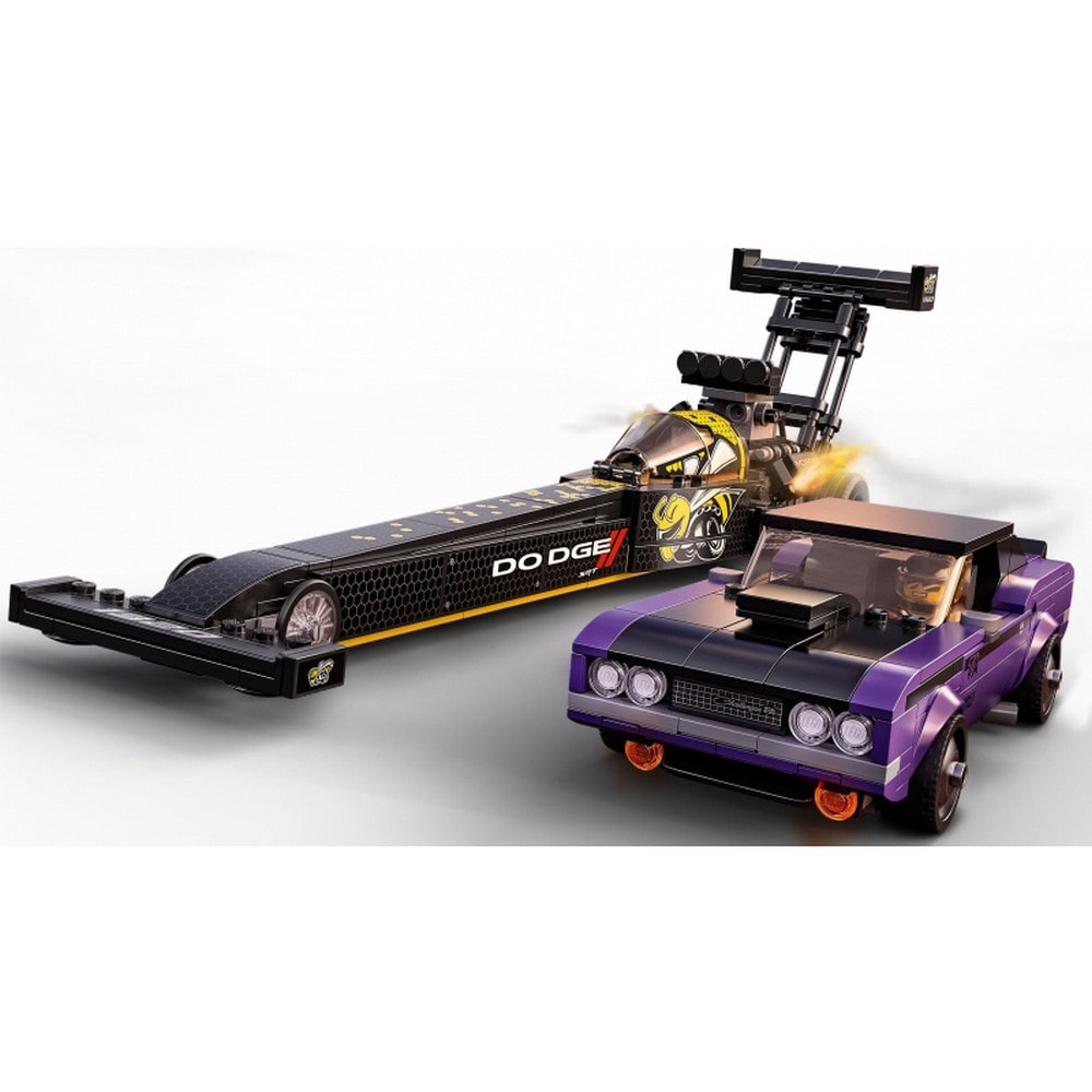 LEGO Speed Champions Mopar Dodge//SRT Top Fuel Dragster és 1970 Dodge Challenger T/A 76904 627 darabos