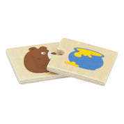 Készségfejlesztő 24 darabos puzzle fából, Mit esznek az állatok? Viga