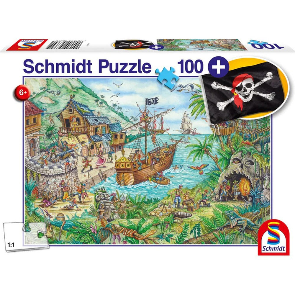 Schmidt puzzle: Kalózsziget, 100 darabos + Ajándék: kalózzászló