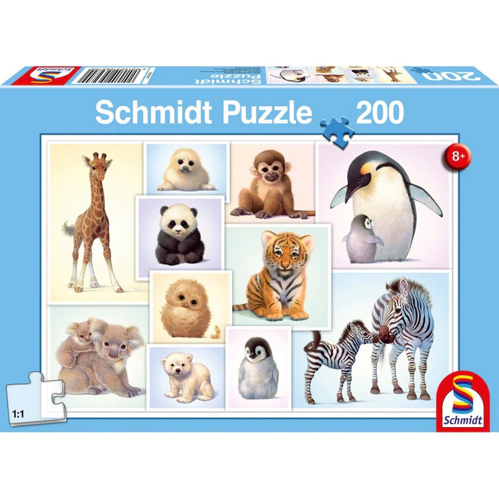 Puzzle Schmidt: Vadon élő állatok kölykei, 200 darabos